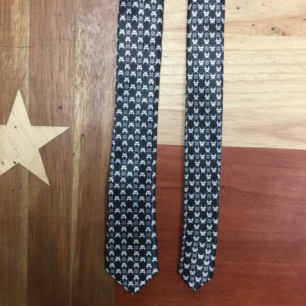 Black Tie Geek, Space Invaders Thin Style Tie.